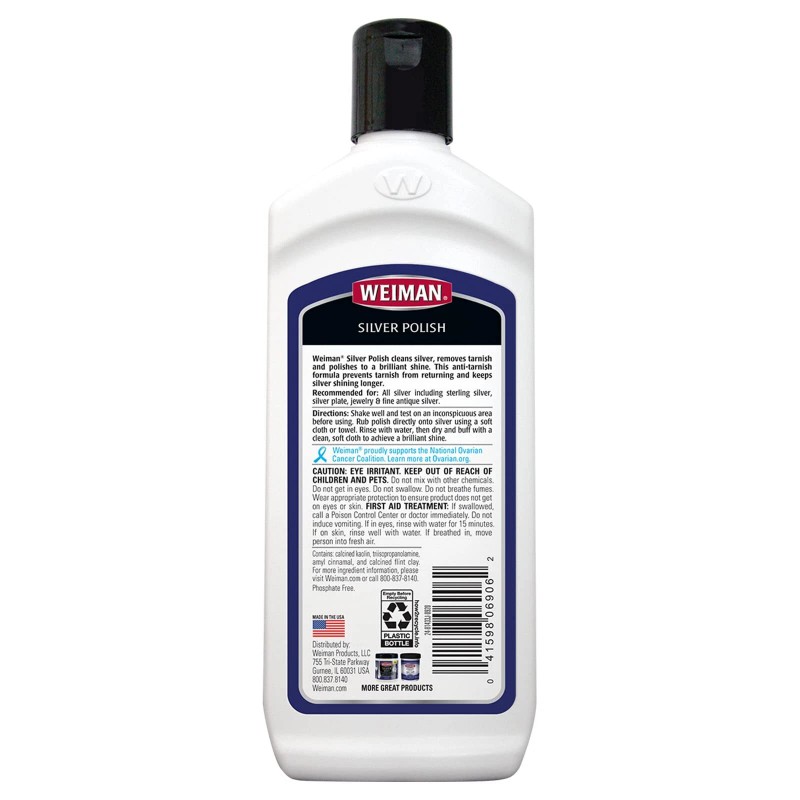 Weiman 8 Oz Silver Cleaner Polishing Cloth Anti Tarnish Formula
