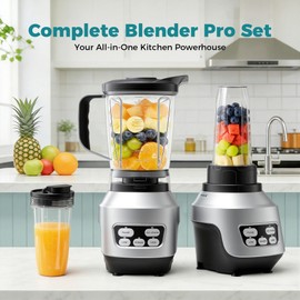 DUMOS Smoothie Blender for Kitchen with 6 Blades, Personal Blender for Smoothies with 24 34 60 oz BPA-Free Cups, Large Capacity, Portable and Easy Clean, for Ice Crush, Shakes, Sauces, Silver
