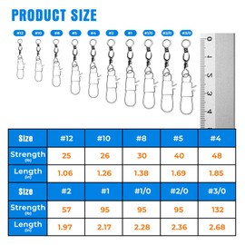 DunkTeam 100 PCS Fishing Swivels Snap,Stainless Steel Swivel Fishing Line Connector,Interlock Fishing Hooks Clip,Barrel Snap Swivels for Freshwater and Saltwater Fishing #12-25 lb