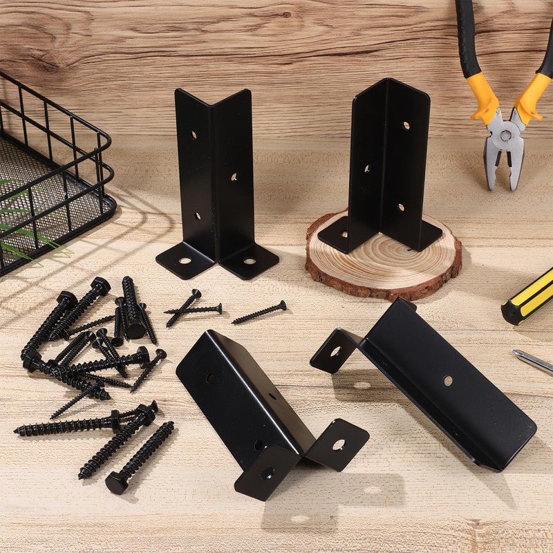 jojofuny 4pcs Heavy Duty Post Anchor Brackets Kit for 4x4