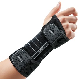 Rakiie Wrist Support, Adjustable Night Wrist Support with 3 Metal Splints, Hand Splint for Men and Women, No Pressure on Thumb, Splint Stabiliser, Grey, Right Hand, S