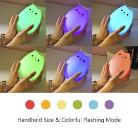 WoneNice Cute Kitty Night Light, Rechargeable Silicone Cute Lamp with Warm White & 7-Color Breathing Modes, Touch Sensor Control, Gift for Women Mom Teen Girls Kids Toddler Baby