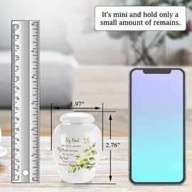 SOITIS Ceramic Mini Urn for Ashes - 2.8 Inch Elegant Memorial Keepsake for Human Ashes, Small Cremation Urn for Women Men, Funeral Keepsake Holder