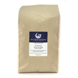 Kona Coffee Beans, Medium Roast, 5 lbs ., Kona Waves Hawaiian Coffee Blend, Sustainably Farmed, 100% Arabica,. 80 ounces, from River Moon Coffee