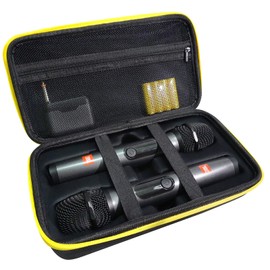 YOTESO Wireless Microphone Case Only Specially Design for JBL Wireless Two Microphone System, Handheld Dual Mic Travel Bag for Singing or Karaoke for Receivers, Adapters, AA Batteries-Black(Box Only)