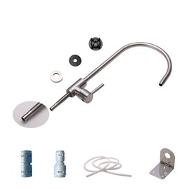 Brushed Nickel RO Faucet Kit with 3/8" Push Fittings - Lead-Free Stainless Steel Water Filter Faucet for Non-Air Gap Systems | Includes Mounting Plate & Adapters