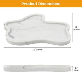 Carrara White Marble Tray, 11"X8" Vanity Decorative Marble Tray