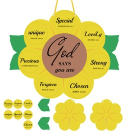 God Says You are Sunflower Craft Kit 24 Set VBS Religious DIY Christian Bible Craft Sunflowers Cardboard with Religious Sticker Bible DIY Gift for Home Decor Classroom Church Activity (Yellow)