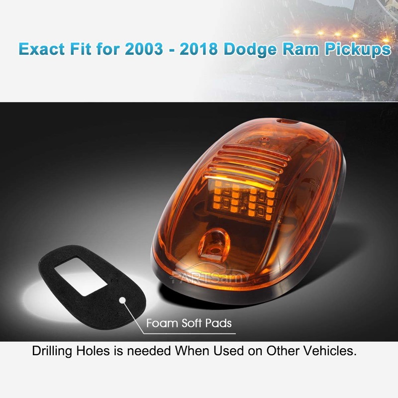 Partsam 5pcs 16LED Amber Cab Light Top Roof Running Clearance