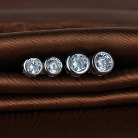 Infinite U 4PCS 925 Sterling Silver Cubic Zirconia Round Ear Studs Earring Set Earbob for Women/Girls, 2 Pairs