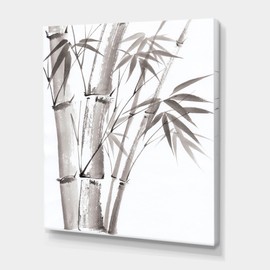 DesignQ Palm Bamboo Detail III Traditional Canvas Wall Art,Grey