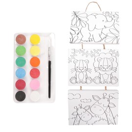 Toi-Toys Wildlife Painting Set for Kids with 3 Canvases, 12 Colours and Brush