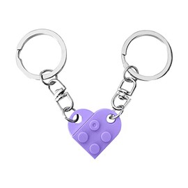 FORUBUS Heart Brick Keychain for Couple, Matching Assembled Heart Shape Brick Charm Keyring for Women Men Jewelry-purple