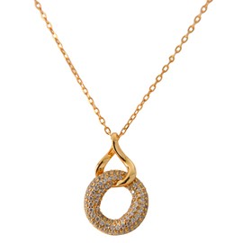 Nesfinity Halskette 925 Silber 18K vergoldet Premium Kette Damen Goldkette Gelbgold runder Anhänger Zarte Rund Boho hautverträglich Frau Mama Freundin Schön Schmuck Geschenk Muttertag Valentin zart