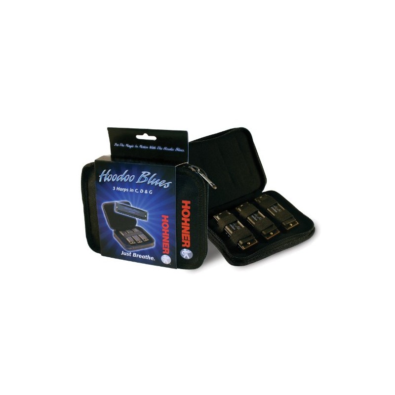 Hohner Hoodoo Blues Harmonica 3-Pack with Case