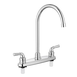 Cinwiny RV Kitchen Sink Faucet Deck Mounted 8 Inch Camper Kitchen Faucets with 360° Swivel Spout Mixer Taps for Campers Motorhome Travel Trailer, Polished Chrome, High Arc Spout