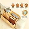 Bamboo Sofa Armrest Tray with Storage Pocket