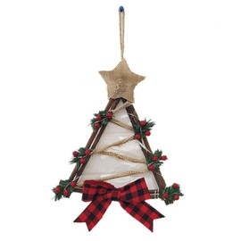 MOODUUTY Christmas Wreath, 9.84 Inch LED Triangle Merry Christmas Front Door Wreaths Small Christmas Decorations Home Decor