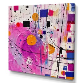 DesignQ Cubism Wall art decor, Cubism Wall Art, Cubism Unleashed Pink Expressions, Extra large Modern & Contemporary Canvas wall art, 16x16 inches