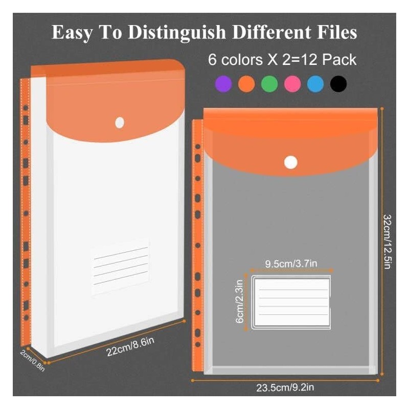 Document Folder A4 Vakki Pack of 12 Transparent Document Bag