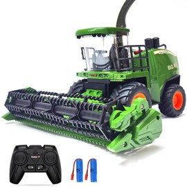 Remote Control Tractor Toy - RC Truck for Kids with Spray Function/LED Light/Realistic Sound, 2 Rechargeable Batteries, Toddlers Farm Vehicle Toys for 3 4 5 6 7 8 Year Old Boys Christmas Birthday Gift