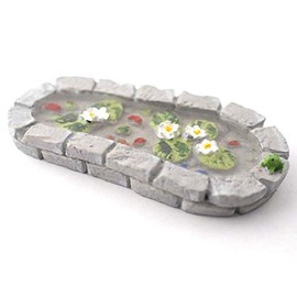 Melody Jane Dolls House Grey Brick Garden Pond with Frog Miniature 1:12 Scale Accessory
