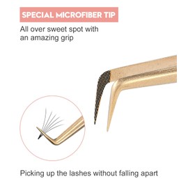 Ms.Queen Eyelash Tweezers for Extensions,Professional 3Pcs Fiber Tip 45 90 Degree Volume Curved Isolation Lash Tweezers