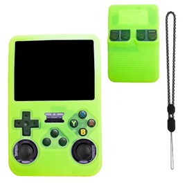 NOUKAJU Case for R36S Handheld Game Console, Retro Game Console Case with Lanyard,Anti-Drop, Anti-Scratch,Shockproof,Silicone Protective Cover for R36S Retro Handheld Game Console(Green)