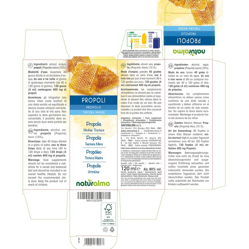 Propolis (Propolis) Resin Hydroalcoholic Mother Tincture NATURALMA | Liquid Extract