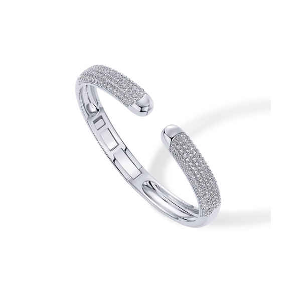 PAVOI 14K Gold Plated Cubic Zirconia Pave Bangle for Women