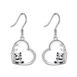 Panda Earrings Sterling Silver Cute Panda Jewellery Gifts for Women Girls, Sterling Silver