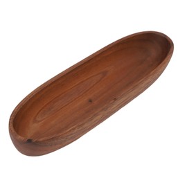 Jenngaoo Wooden Fruit Bowl, Oval Salad Bowl Multipurpose Large Capacity Wooden Boat Shaped Bowl for Food Bread Fruits Snack Dessert (L 30cm / 11.8in)