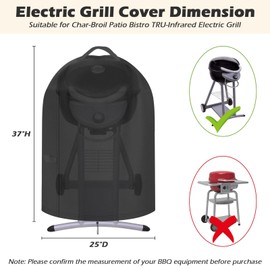 Hiticover Grill Cover for Char-Broil Patio Bistro Electric Grill Without Side Shelves, Waterproof Outdoor BBQ Griddle Cover