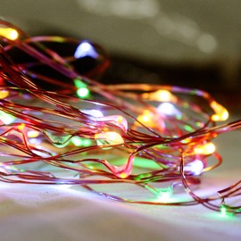 Waterproof Outdoor Solar Powered Copper Wire String Lights Starry Fairy Decorative Rope Lighting for Home Patio Lawn Yard Garden Gate Wedding Party Christmas Decor Decorations 16ft 50 Mini Color LEDs