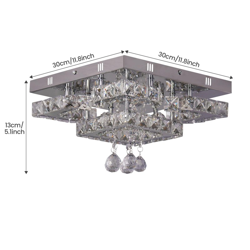 CXGLEAMING 11.8" Dimmable Crystal Chandelier Modern Crystal Ceiling Light Fixture
