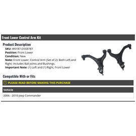 Front Lower Control Arm and Ball Joint Kit - Compatible with 2006-2010 Jeep Commander