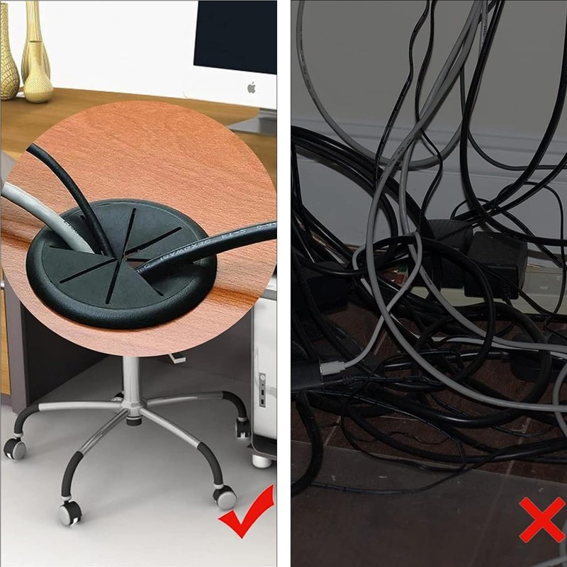 Pack of 4 Plastic Flexible Cable Grommet, Cable Grommet Table