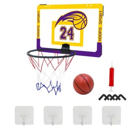 Wall Mounted Basketball Hoop Number 7 Basketball Hoop Kit for Indoor Outdoor Boys Girls Teens for Lakers