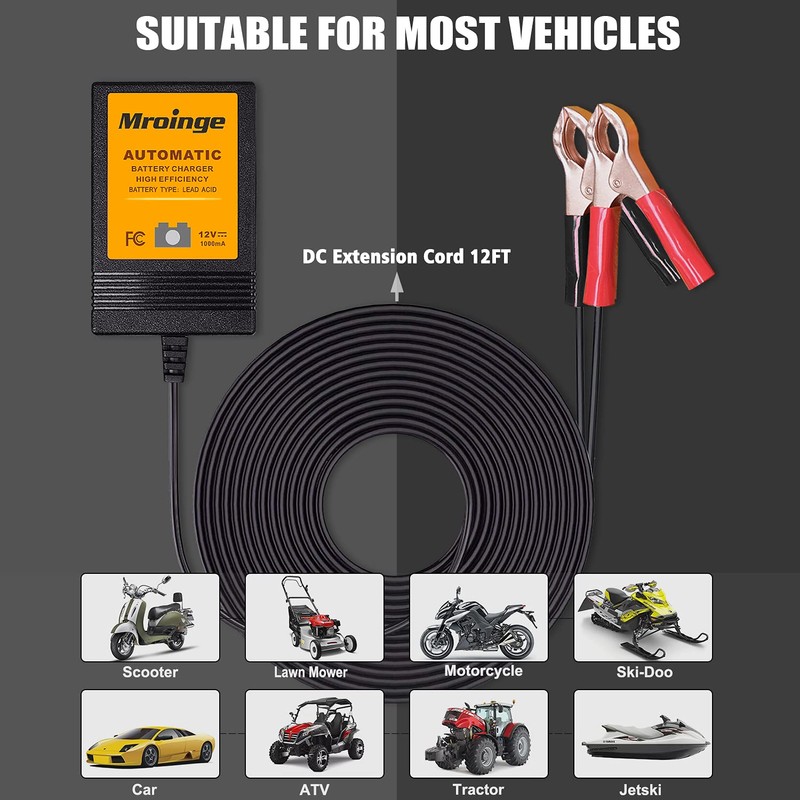 Trickle Charger, Mroinge 12V Automatic Smart Battery Charger and Maintainer,