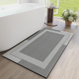 YDKGL Non Slip Bathroom Runner Mat Rugs, Quick Dry Super Absorbent Rubber Backing Large Long Bath Rug, Diatomaceous Earth Ultra Thin Bath Mat Fit Under Door Bathroom Floor Tub Shower Mat, Grey 24"x48"