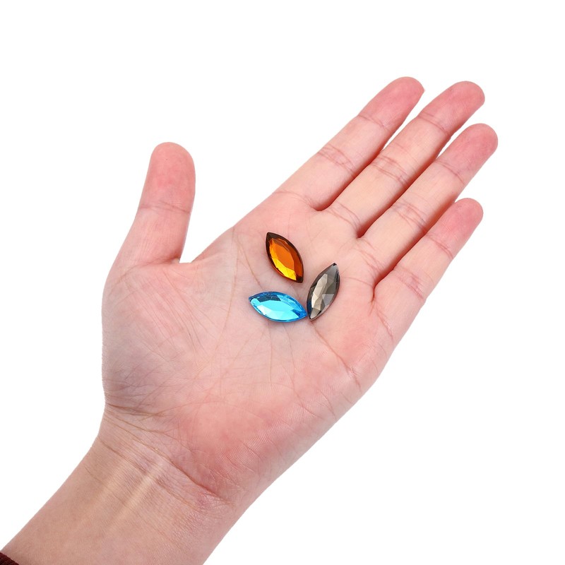 sourcing map 50PCS Acrylic Horse Eye Gems 9x20mm Flat Back