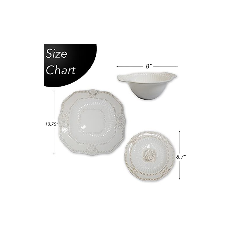 American Atelier 20-Piece Baroque Dinnerware Set, White