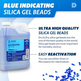 1 Quart Premium Blue Indicating Silica Gel Desiccant Beads(2 LBS) - Rechargeable