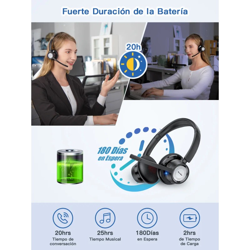 Auriculares Bluetooth Audífonos De Diadema Inalámbricos