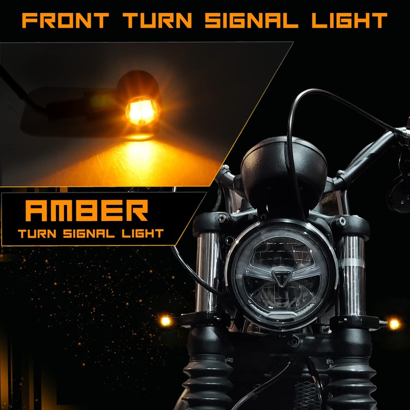 QUASCO Front Rear Motorcycle Turn Signals, Mini Size Led Brake