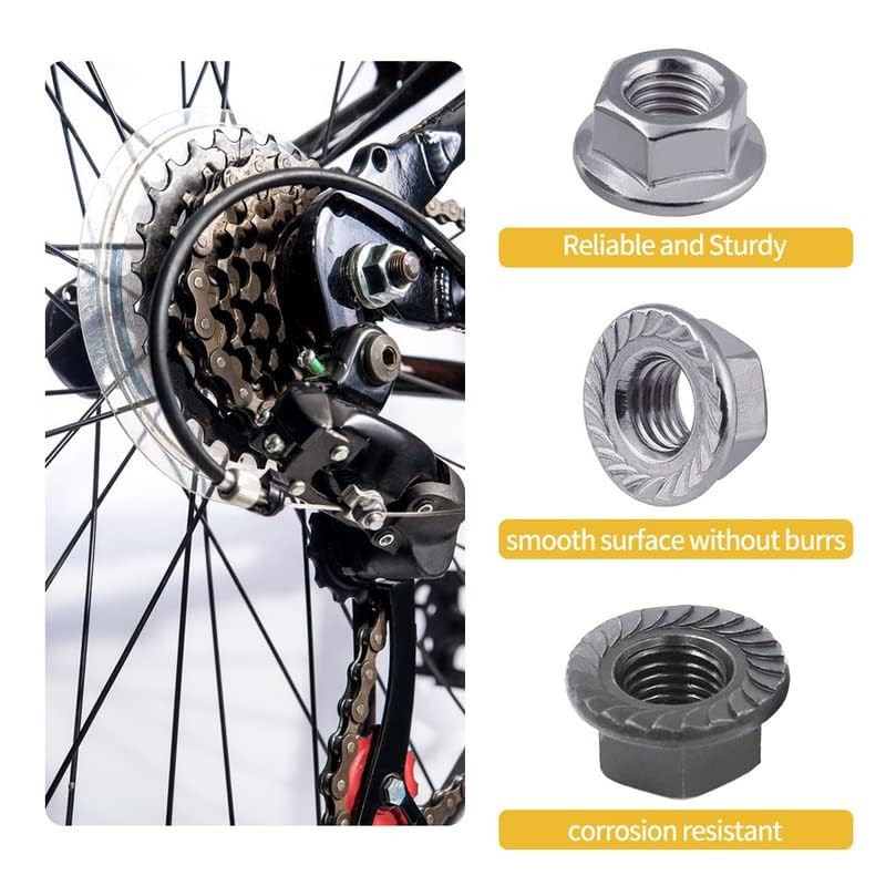 YINARONG Bicycle Hub Flanged Axle Nut and Safety Washer Kit,