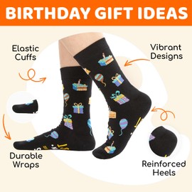 HAPPYPOP July Birthday Gifts for Men - Birthday Socks Presents Gifts for Him Male with Greeting Card