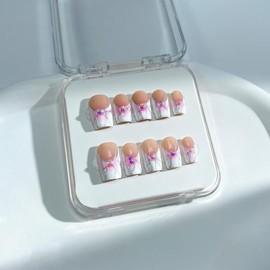 P1 - P20 Handmade Press on Nails Coffin Almond bubble bath luxury Creative design Medium Hand drawn False Nails Short Almond Nail Art Kits - STYLE: P11, SIZE: M