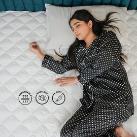 4AS Quilted Waterproof Mattress Protector - Hypoallergenic & Breathable Mattress Topper - Deep Fitted Single Mattress Protector Stretches up to 30cm (Single - 90x190cm)