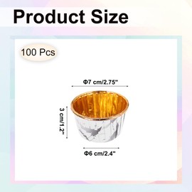 sourcing map 100 Pcs Single-Sided Aluminum Foil Cupcake Liners, Greaseproof Muffins Baking Cupcakes for Wedding Birthday Party Decoration, Black (Round-Pattern)